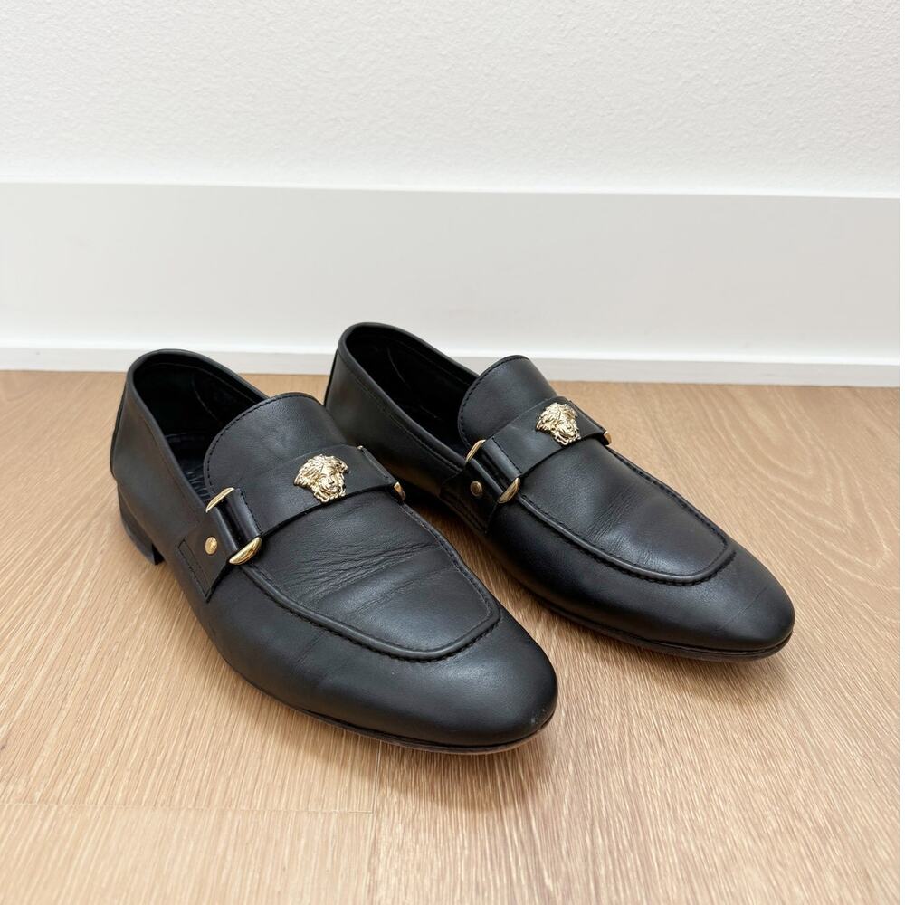 Sigotto Uomo Men's Black Leather Loafer Shoe with Gold Detail EU 42 / US 9